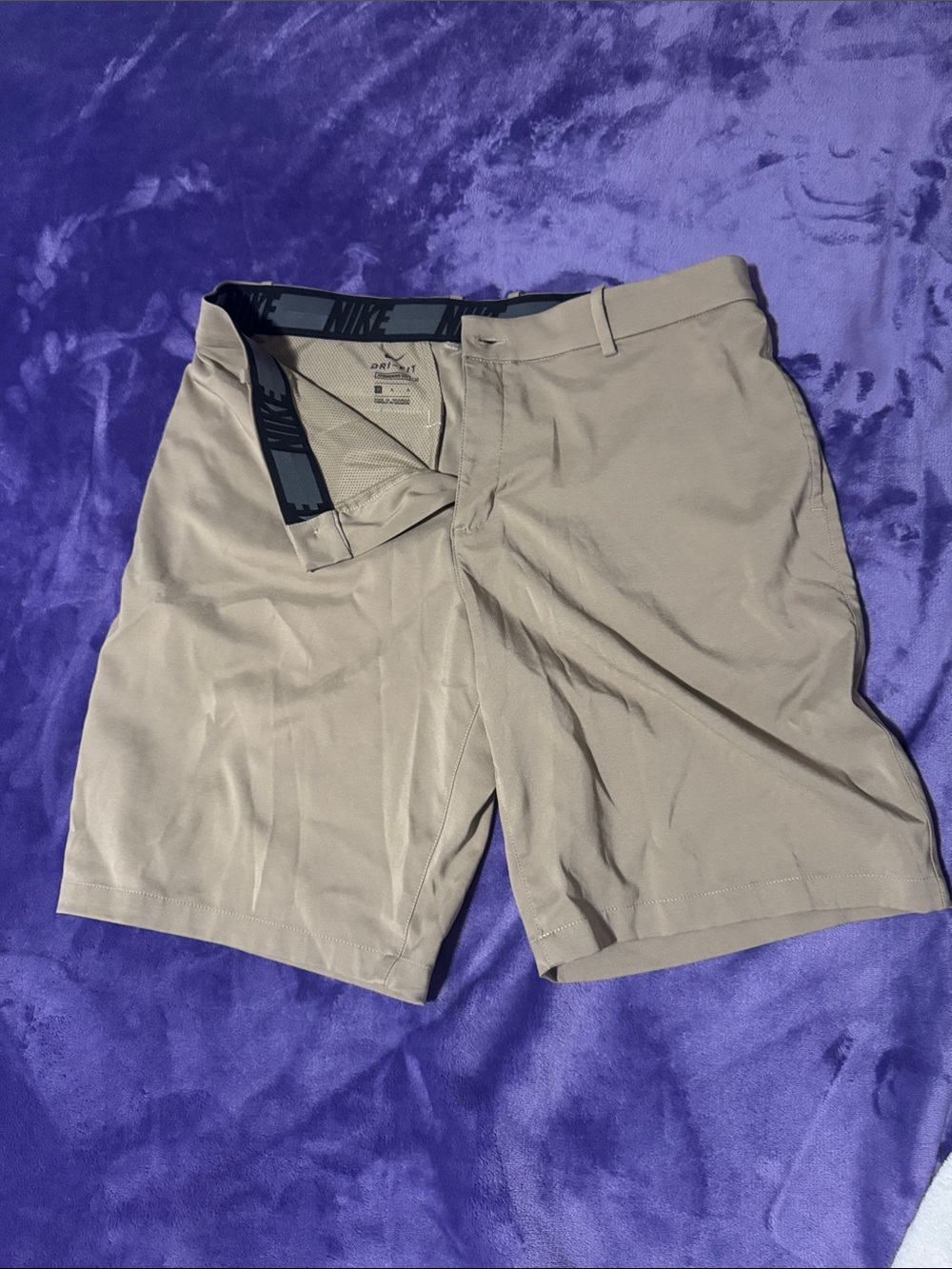 Nike Men’s Tan Flat-Front Performance Shorts